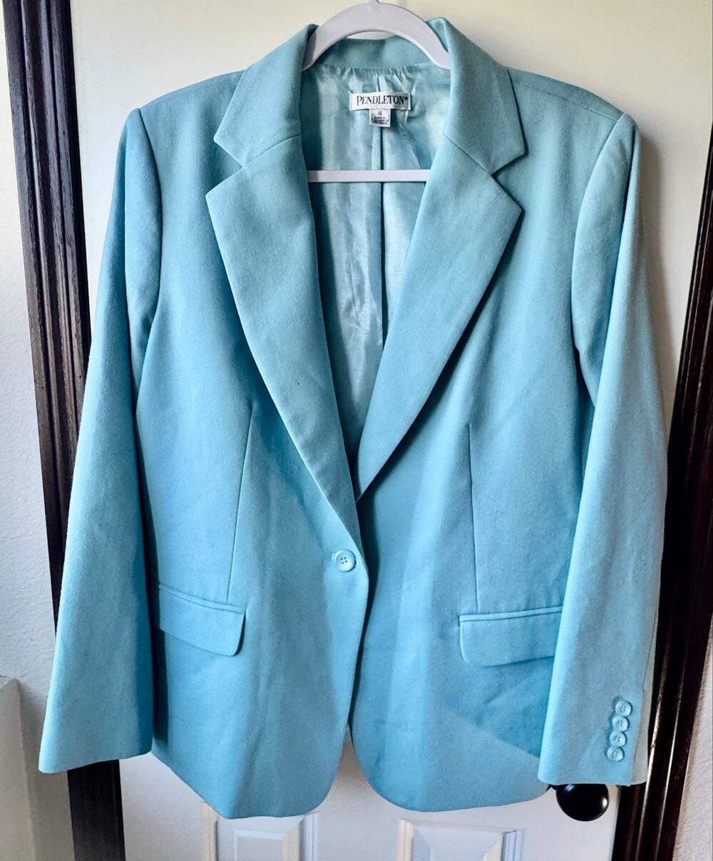 Pendleton Womens Blue Blazer Jacket Size 16 Single Button Tailored Workwear